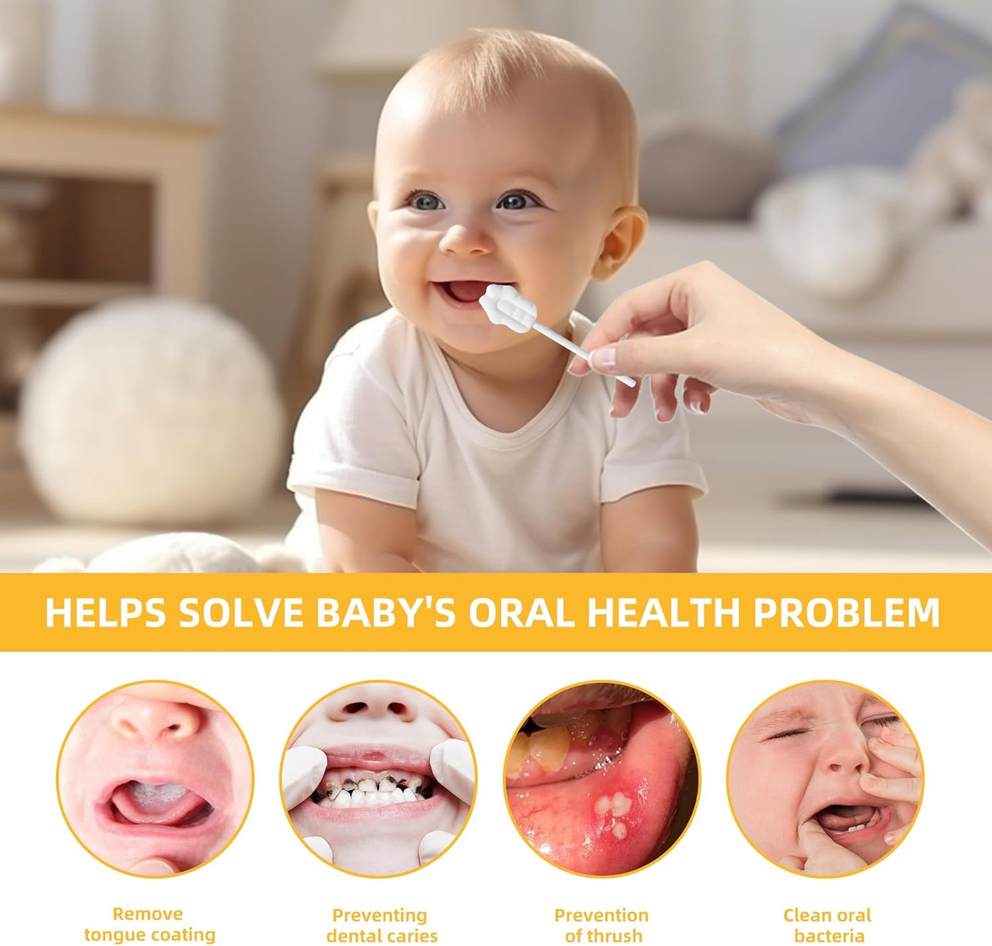 EASICUTI Upgrade Baby Tongue Cleaner, 52PCS Newborn Baby Toothbrush, Baby Oral Cleaner, Disposable Infant Toothbrush Baby Mouth Cleaner, Gum Cleaner Stick Dental Care for 0-36M+ 2 Finger Toothbrush