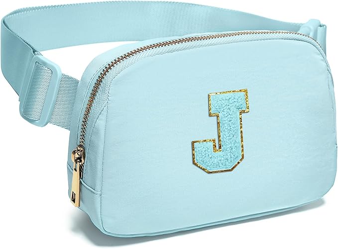 Gitus Gifts for 8 9 10 11 12 Year Old Girls Belt Bag Fanny Pack Crossbody Bags with Initial Letter Patch Cute Stuff Birthday Gifts for Teen Girls Women Personalized Trend Stuff (Icing Blue-J)