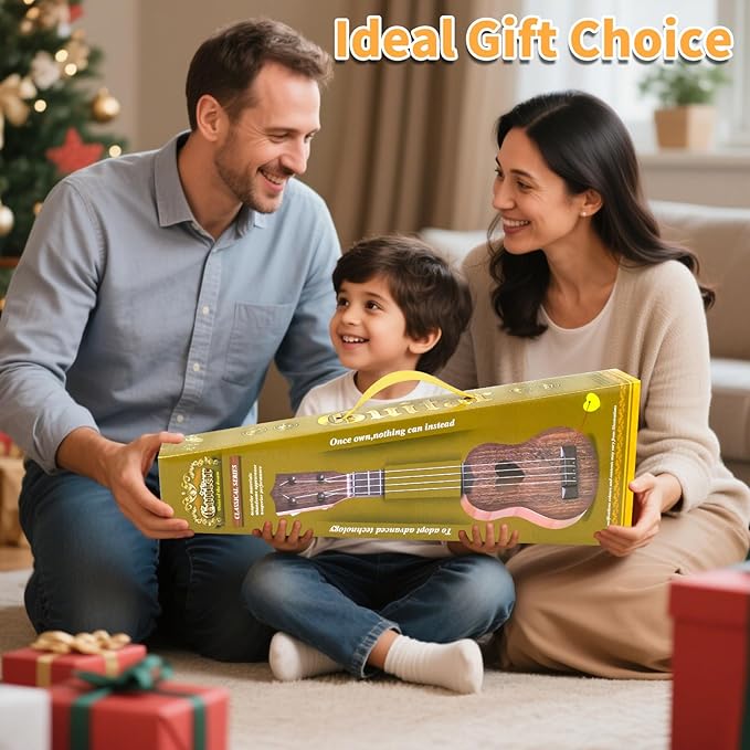 Kids Ukulele Guitar Toy, 17 Inch 4 String Classical Guitar Musical Toy for Baby Beginner Developmental Musical Instruments, Great Educational Learning Toy Gift for Toddlers Kids Birthday Christmas