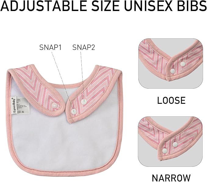 10 Pack Cotton Snap Bibs for Baby Boy Girl, Super Soft Drool Bibs for Teething and Feeding