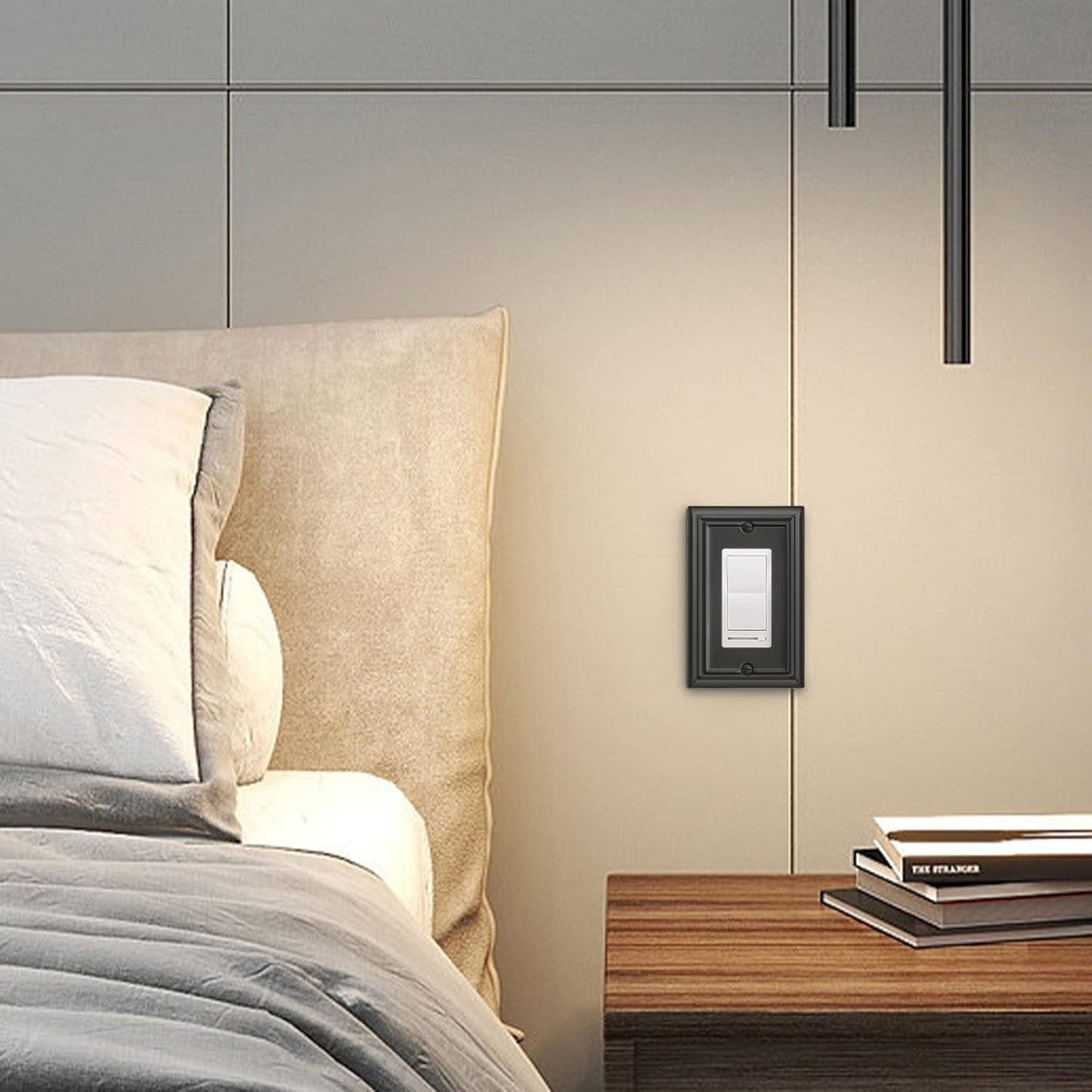 DEWENWILS Metel Decorator Outlet Cover, 4-Pack Wall Plates for Electrical Outlets, GFCI, Dimmer Switch, Black Finish