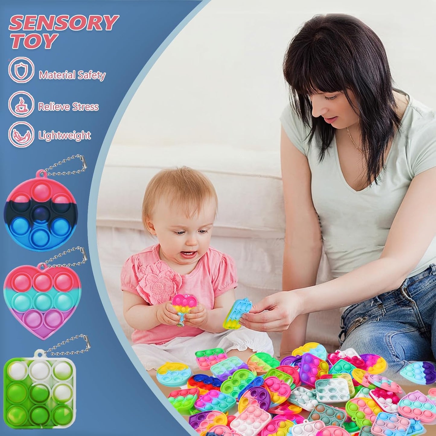 30PCS Party Favors for Kids,Bulk Fidget Toys, Birthday Party Toys, Small Classroom Prizes Box Fidgets Toys for Kids Toddlers Adult, Goodie Bag Stuffers, Treasure Chest, Bubbles Poppers (Heart)