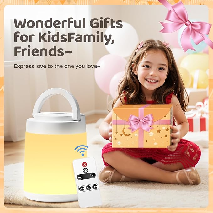 One Fire [Gifts for Kids/New Moms 10 Color Dimmable Night Light Lamp, Rechargeable Portable Night Light for Baby Nursery Lamp, Remote+Timer Touch Light, Baby Night Lights for Nursery/Bedroom