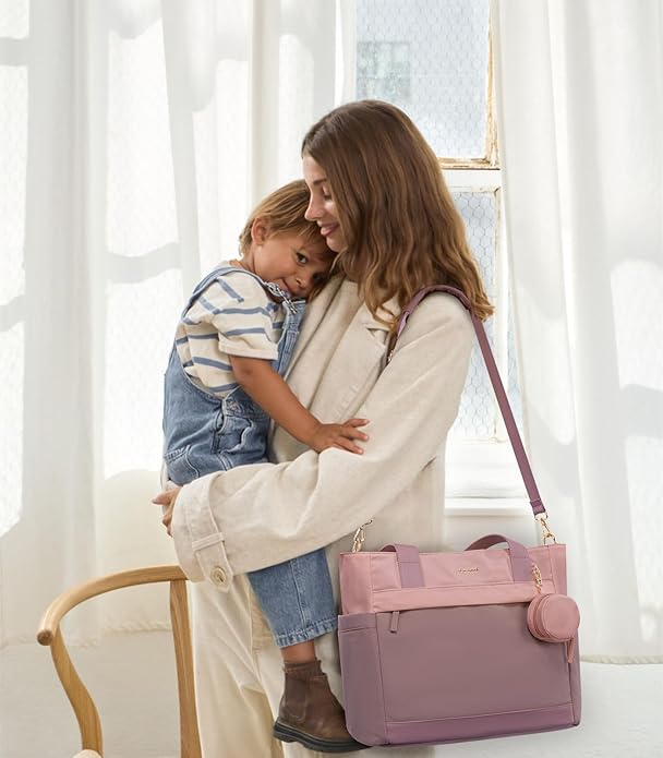 LOVEVOOK Diaper Bag Tote Large Baby Bag for Mom Hostipal and Travel Diaper Tote for Baby Boy with Pacifier Case Changing Pad