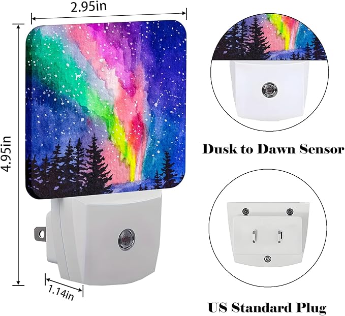 Northern Lights Night Light,Plug-in Nightlights Auto Sensor Night Lamp Dusk to Dawn Lamp Home Decor for Nursery Children Girls Boys