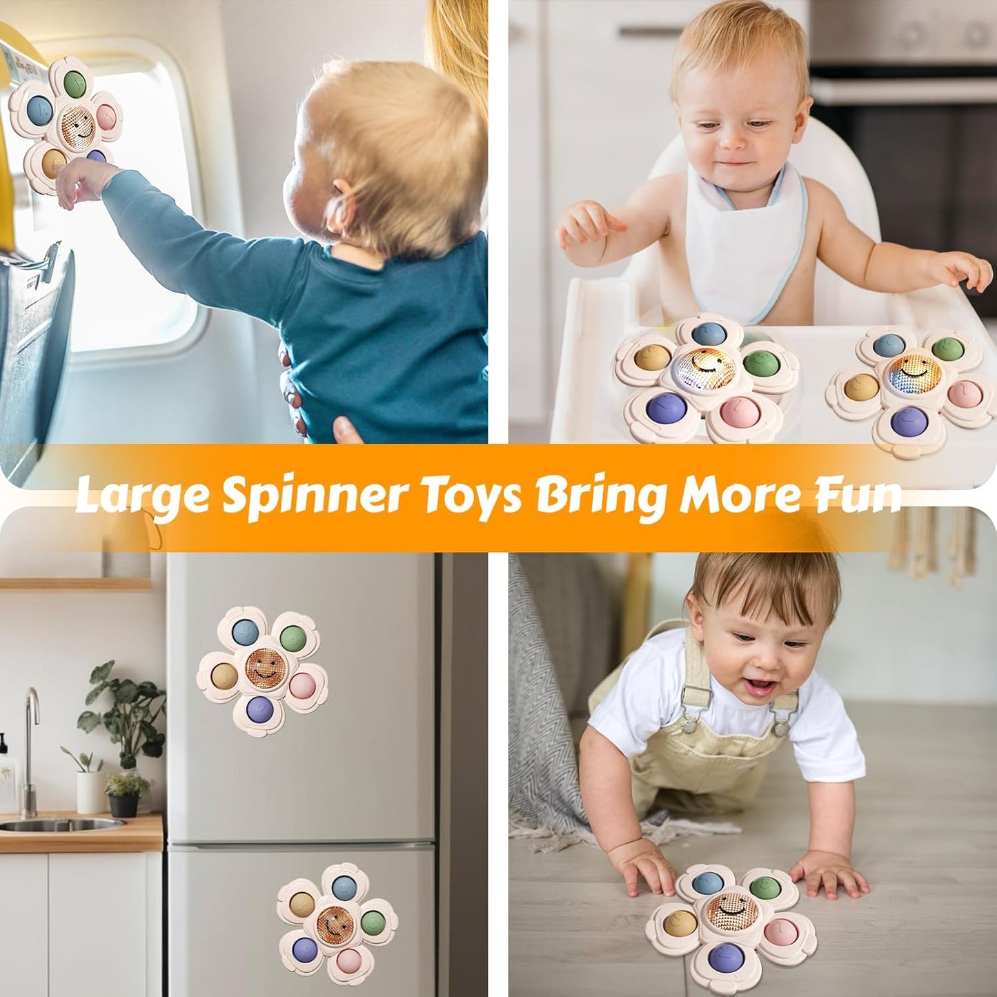 Suction Spinners Baby Toys, Sensory Toys for Toddlers 1-3, Suction Cup Toys for Babies 12-18 Months, High Chair Toys Baby Travel Essentials for Flying, Birthday Gift for 1 Year Old Boy Girls