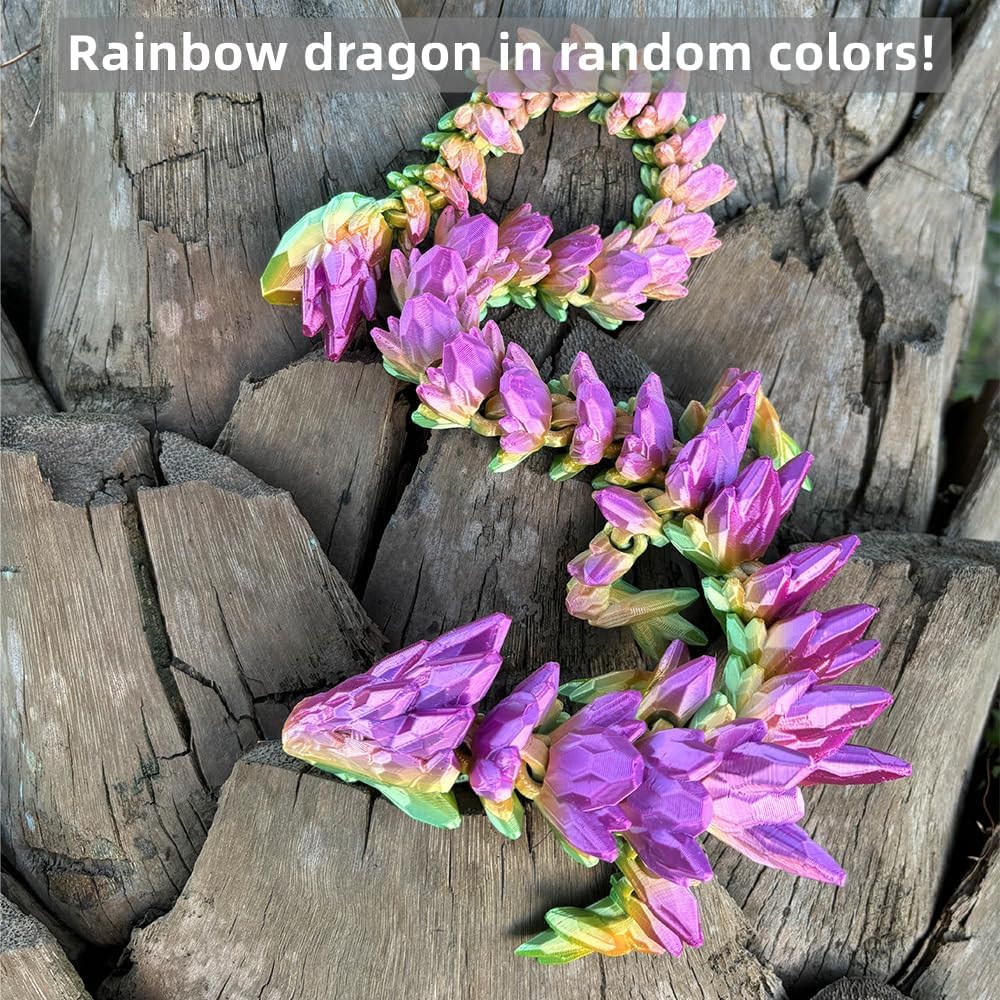 3D Printed Dragon 24inch Gemstone Dragon Dinosaur Christmas Fidget Toy Gifts for Adults Easter Basket Stuffers（24" gem dragon）