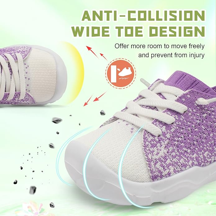 JIASUQI Toddler Shoes for Boys Girls Slip on Sneakers Wide Toe Walking Shoes Toddler Sock Shoes