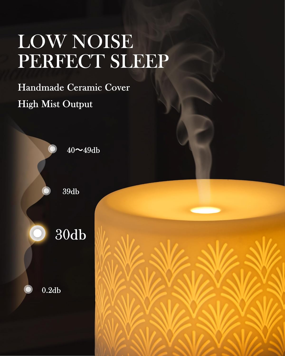 Essential Oil Diffuser, 280ml Aromatherapy Diffuser Ultrasonic Cool Mist Diffuser with Auto Shut-Off,Ceramic Diffuser for Home Office SPA Yoga