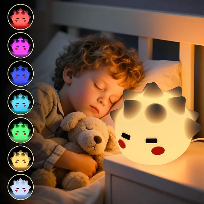 Cute Monster Lamp, 8 Color Changing Dimmable Timer Bedside Nightlights, Squishy Silicone Lamp Cute Gifts, Rechargeable Voice Nursery Lamp for Baby/Toddler