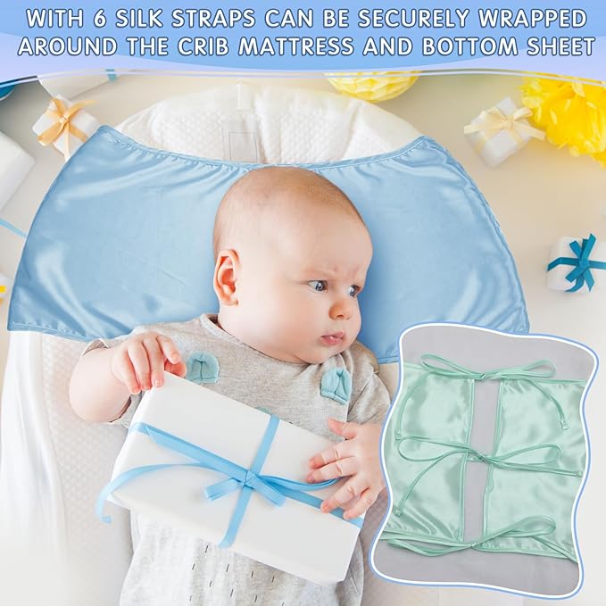 Hosuly 2 Pcs Satin Bassinet Sheet Baby Hair Soft Silk Feeling Sheet Baby Bassinet for Rectangle Cradle Pad Mattress Boys Girls Newborn Infant (Green and Blue)