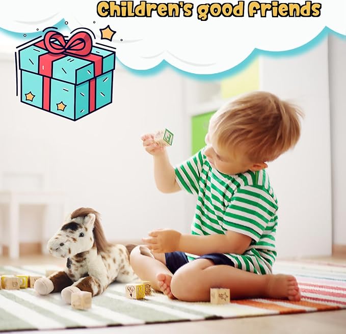 15" Spotted Horse Stuffed Animals for Boys and Girls,Soft and Adorable Stuffed Horse Plush Toys for Newborn Babies and Kids,Great Gifts on Birthday,Christmas,Machine Washable