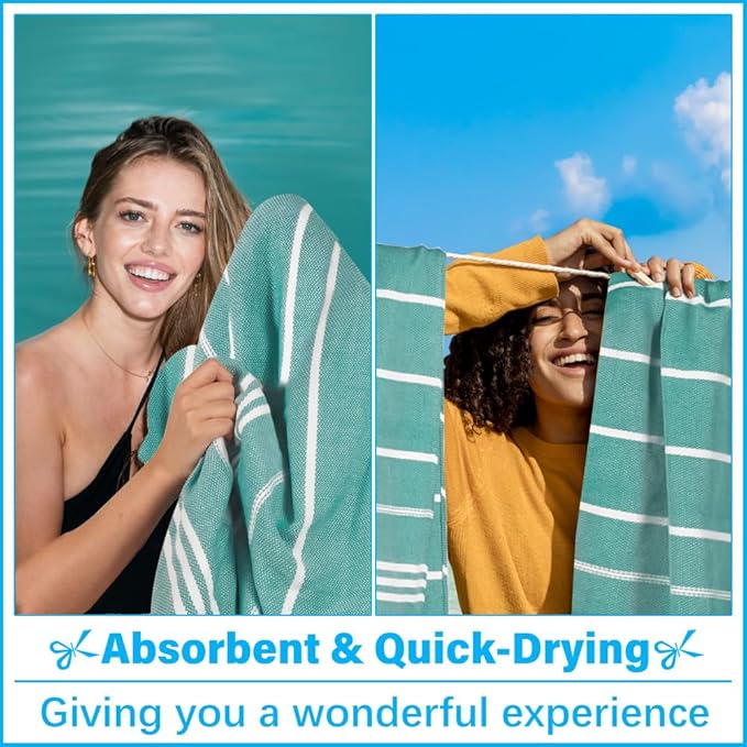 Oversized Turkish Beach Towel Blanket XXL Cotton Sandproof Towels Boho Woven Extra Large Big Sand Free Giant Throw Thick Blankets Huge Quilt XL Picnic Camping Necessities Cloud For Adult Gifts Teal