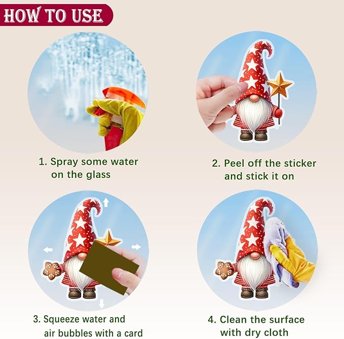 Christmas Window Clings, Gnome Window Stickers,Window Decals Snowflake, Gnome Christmas Truck, Home Decorations,Thanksgiving Xmas Gifts,Kitchen, Living Room, Bedroom Window Stickers