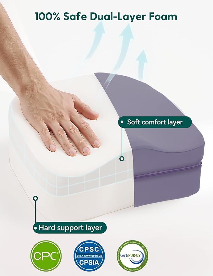 Babelio 2-in-1 Ergo-Designed Booster Seat for Kitchen Chair, Promote Proper Upright Posture, Toddler Booster Seat for Dining Table, Removable & Washable Cover, for 18 Months to 5 Years, Dark Grey