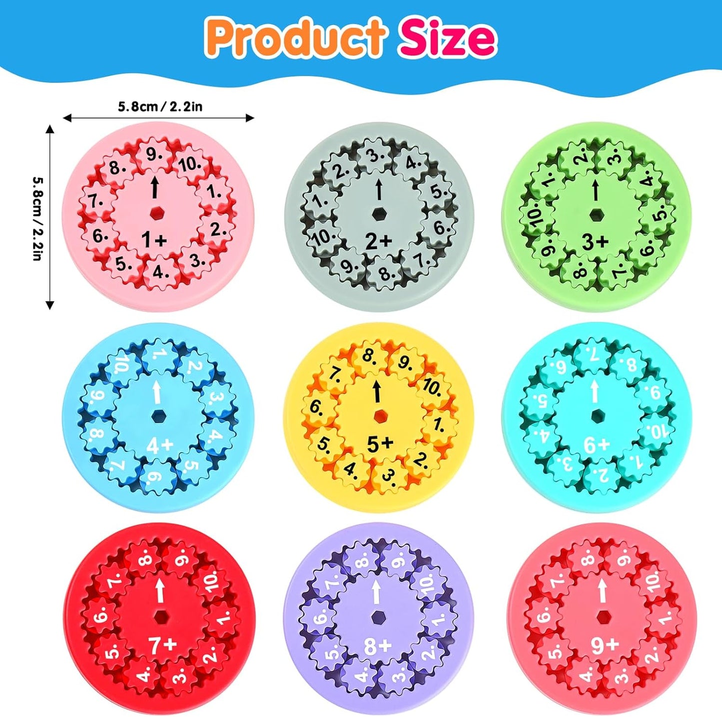 Math Fidget Spinners Addition, Math Fidget Toy for Kids, Math Facts Fidget Spinners, Educational Learning Numbers Add Subtract Fidget Spinner Toys for Kids, Math Game for Home School Classroom Prizes