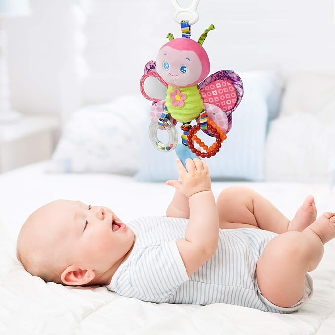 Baby Rattles Toys with Teether,Bed Bell for Toddler in pram,Gifts for Baby Aged 3 Months or More(Butterfly)