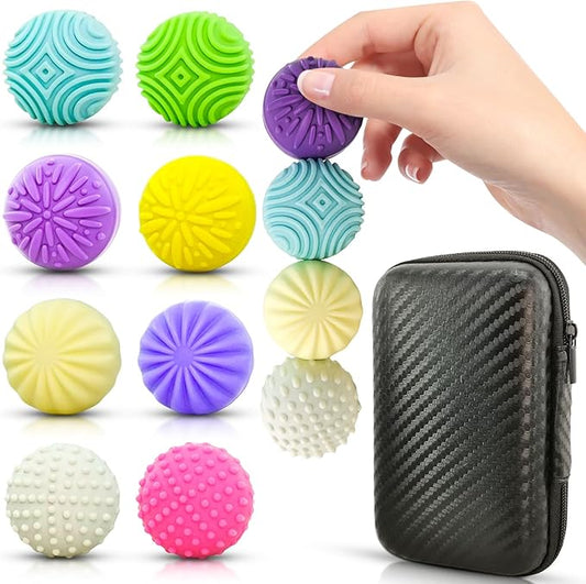 Fidget Magnet Ball Toy, 8 PCS Multi Color Texture Tactile Sensory Gift for Teens Adult ADHD Autism Anxiety, Silent Stress Relief Massage Roller Item Desk Toy for Home Office Calm Down with Case