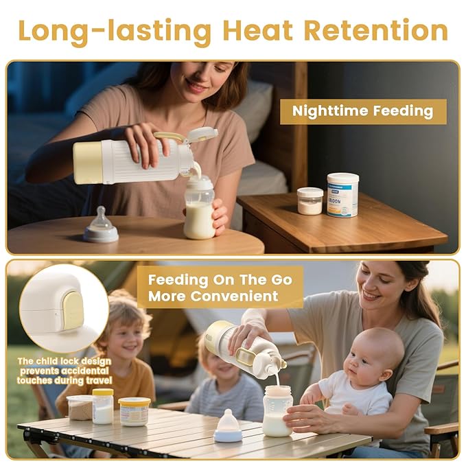2025 AI Portable Baby Bottle Warmer for Travel – 17oz Cordless Milk Warmer with Detachable Battery, USB Rechargeable Breast Milk Warmer, Baby Bottle Heater for Home and On-The-Go Use