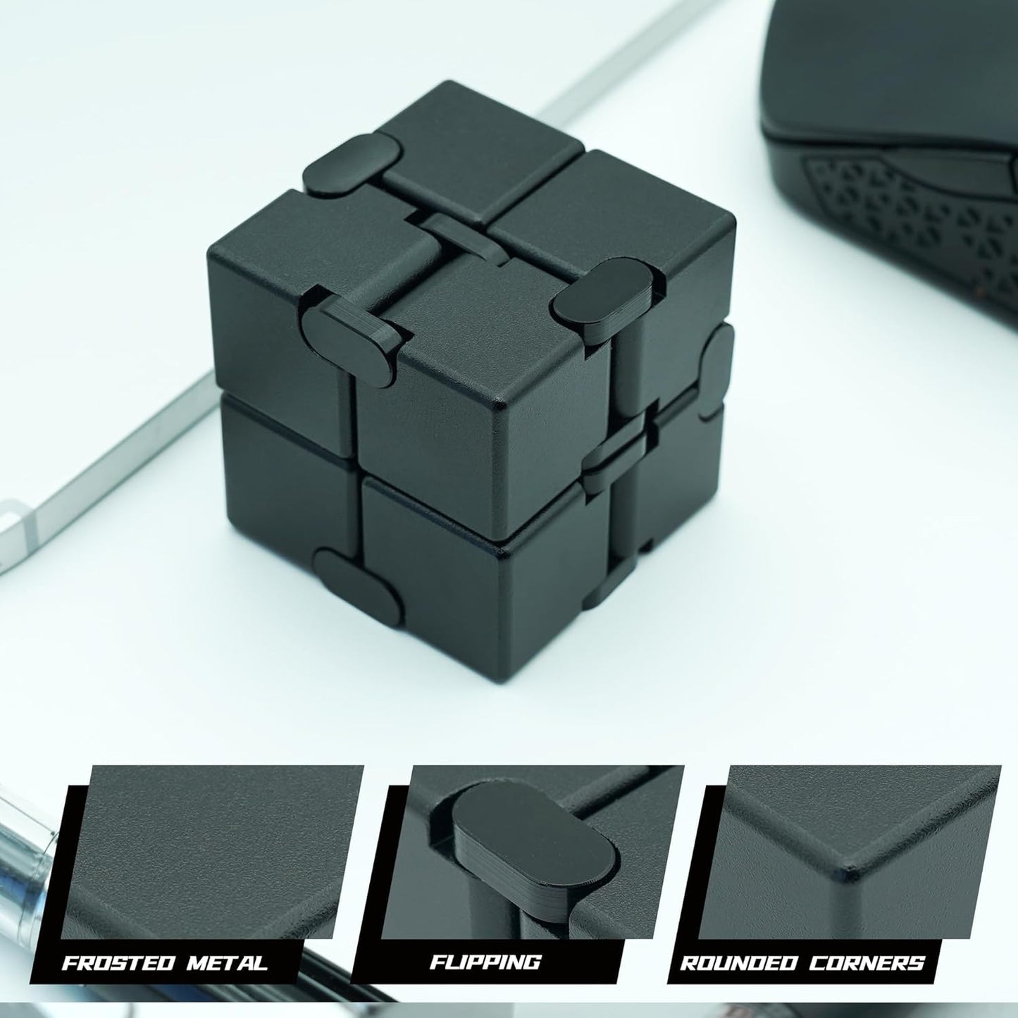 Easter Basket Stuffers, Infinity Cube Fidget Toys for Adults Kids Teens, Metal Fidget Toys, Anti Stress Relief Toys Fidget Blocks for Office Desk Toys (Black)