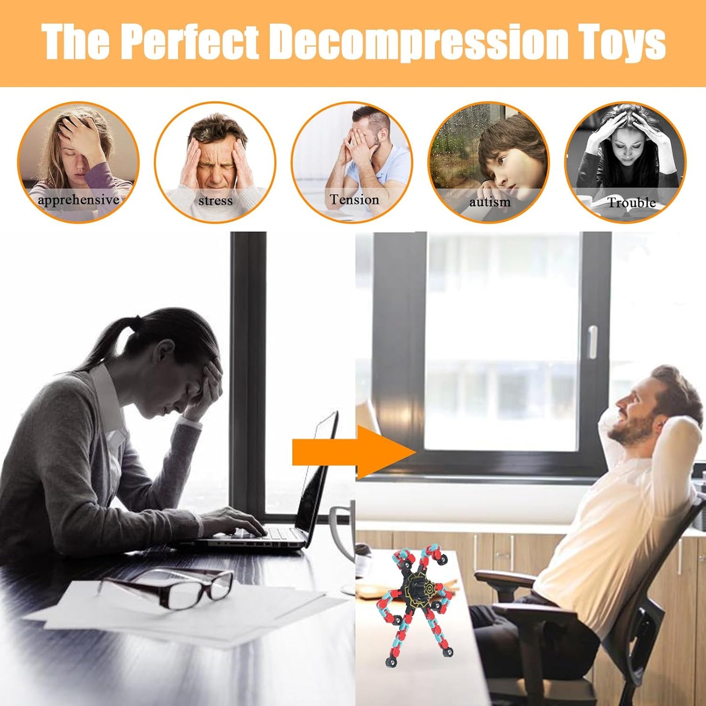 8 PCS Noctilucent Transformable High Speed Rotation Fidget Spinners Toys for Kids and Adults Stress Relief Fingertip Toys for Boys and Girls Fingertip Gyros for ADHD Autism for Kids