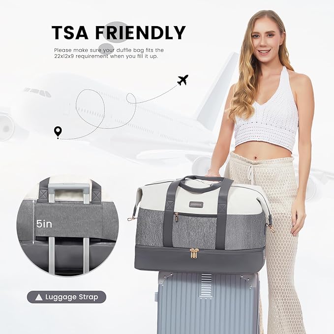 LOVEVOOK Weekender Bag, Large Travel Duffel Bag for Women with 2 Packing Cubes, Carry on Overnight Bag with Shoe Compartment, Mom Hospital Bags for Labor and Delivery