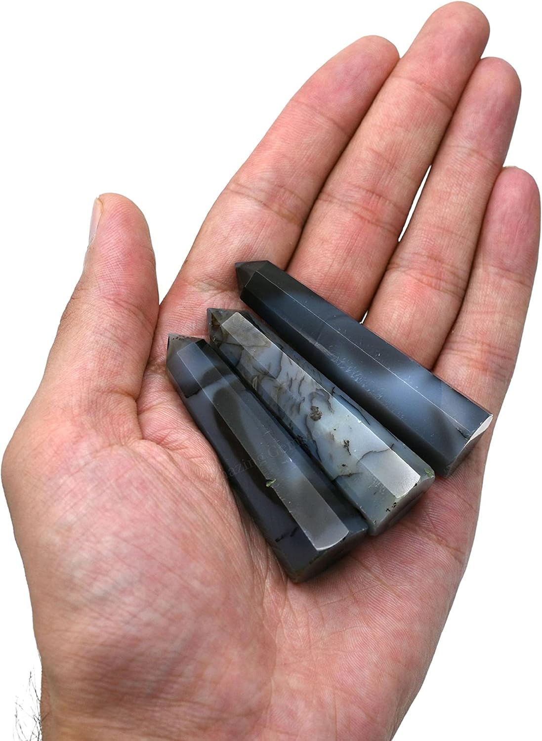 Amazing Gemstone Dendrite Agate Crystal Towers - Natural Healing Crystal Point Obelisk for Reiki Healing and Crystal Grid (2 Inch to 3 Inch)