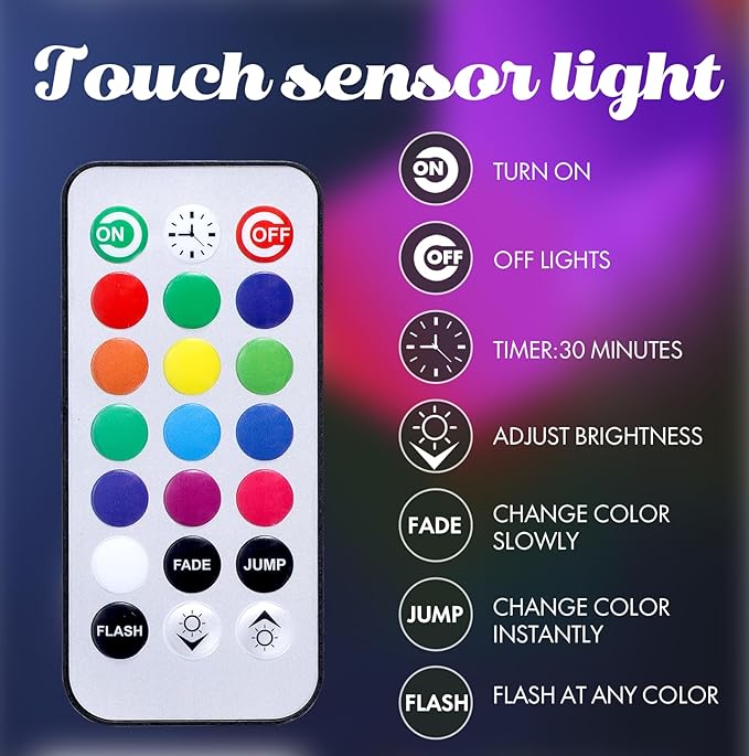 ODISTAR Remote Control Hexagon Wall Light,Smart Wall-Mounted Touch-Sensitive DIY Geometric Modular Assembled RGB led Colorful Light with USB-Power,Used in Bedroom (6-Pack)