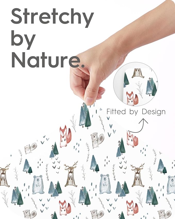 Pack and Play Sheets Fitted, Ultra Soft Mini Crib Sheets Boy, Neutral Pack N Play Mattress Sheets Hypoallergenic and Soothing, Premium Jersey Playard Sheets, Safari Animals, 2 Pack