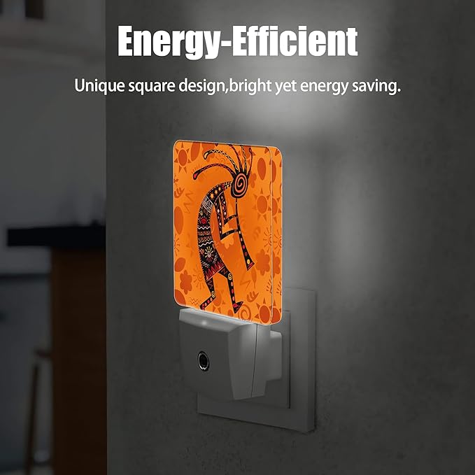 Ethnic African Deity Night Light, Kokopelli Plug into Wall with Dusk to Dawn Light Sensors, Warm Nightlights for Bedroom, Bathroom,Hallway, Kitchen, Gifts Ideal for Boys Girls Women Men