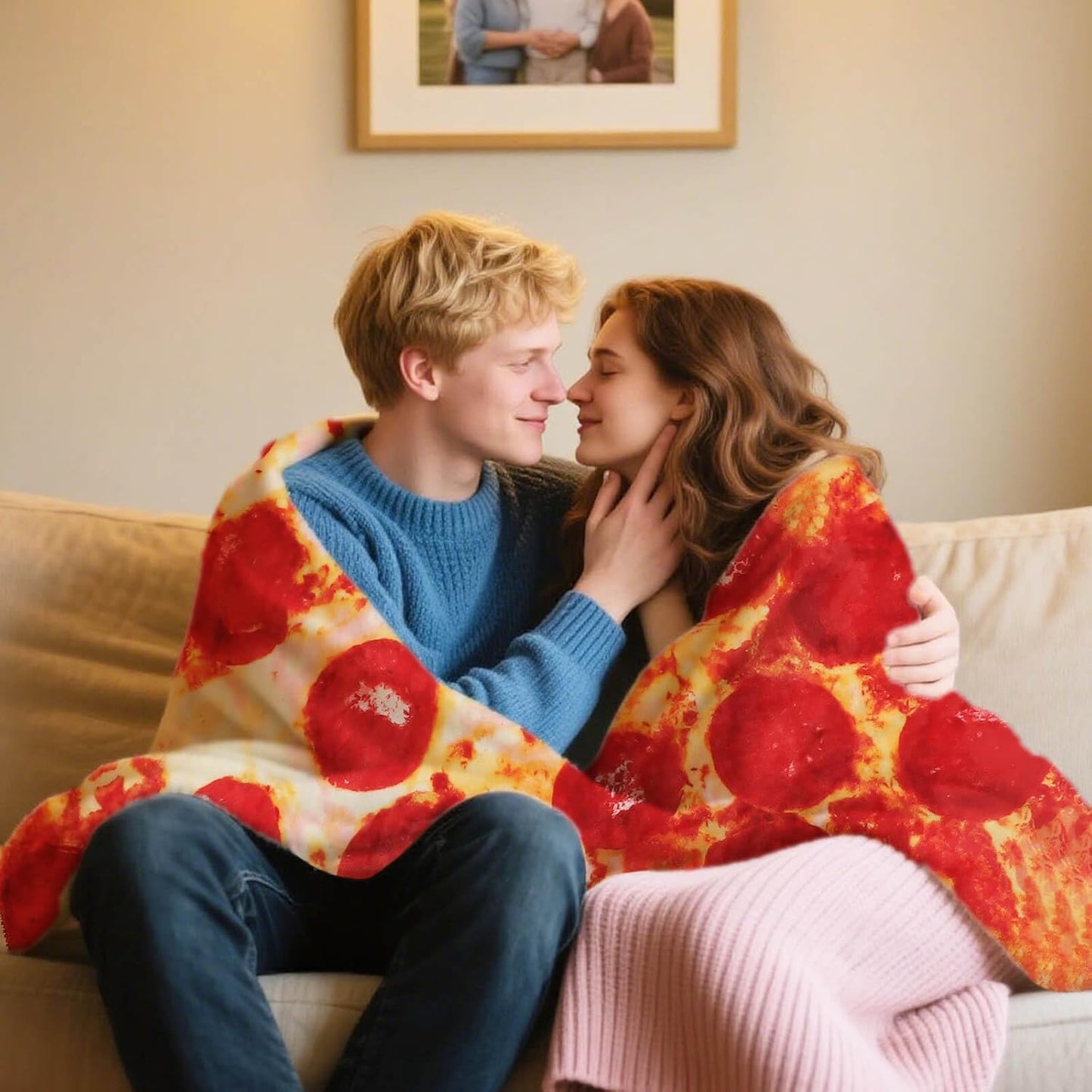 74in Pepperoni Pizza Blanket White Elephant Gifts for Adults Useful Sausage Throw Blankets Woemn Men Party Cool Stuff Novelty Gag Soft Fleece Wrap