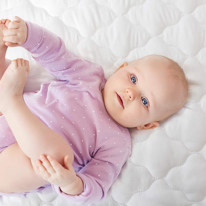 Pack and Play Mattress Pad (6 Sizes), Compatible with Graco Pack and Play On The Go Playard and Portable Playard, Pack and Play Sheets Fitted Waterproof Protector Cover Soft Quilted