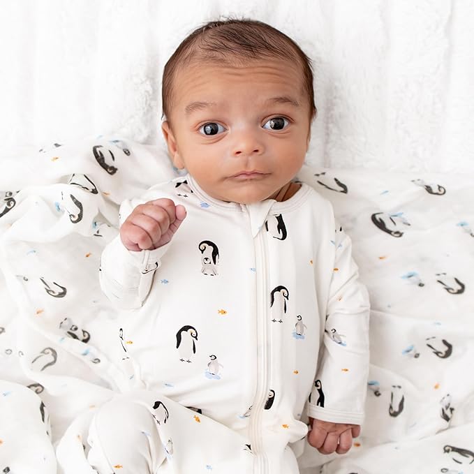 Bamboo Little Soft Baby Footie Pajamas, Baby Clothes, Newborn Sleepers, 95% Viscose and 5% Spandex, 0-24 Months