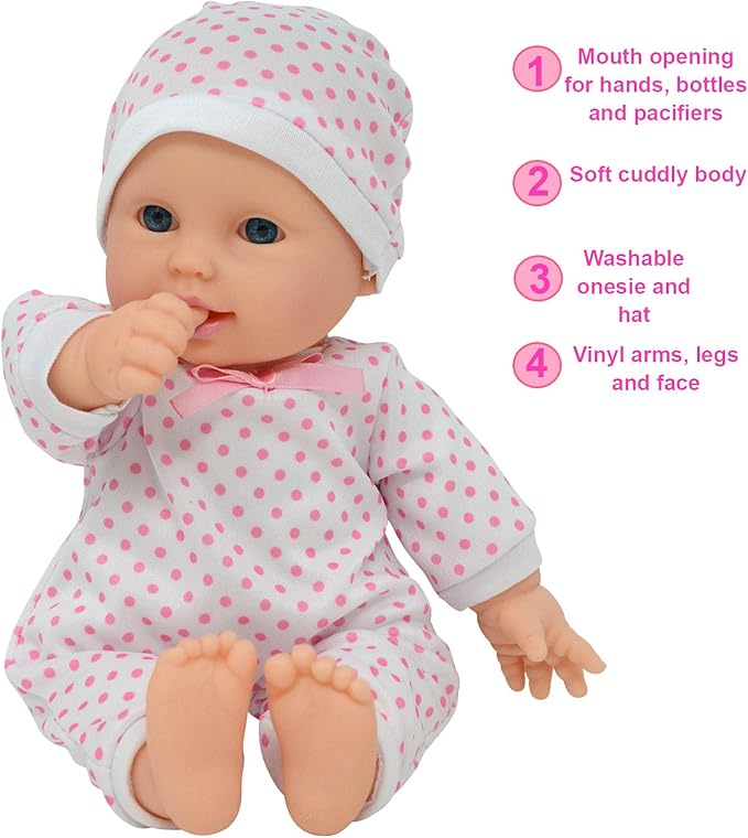 11 inch Soft Body Boy Baby Doll in Gift Box - Doll Pacifier Included -Toy Dolls for Boys and Toddlers (Caucasian)