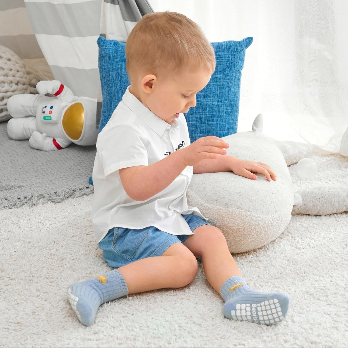 Baby Non Slip Ankle Socks with Grippers for 0 Months-7 Years Old Walking Socks