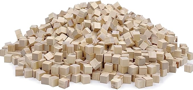 1000Pcs Wood Blocks for Crafts, Unfinished Wood Cubes, 1cm Natural Pine Small Wood Square Blocks, Wooden Cubes for Arts and Crafts and DIY Projects ﻿