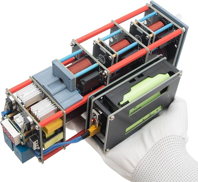 Electromagnetic Accelerator Gun Cannon High Voltage, DIY Integration Multi-Level Coil Kit, for Science Physics Teaching Experiment Tool College High School Education Model, High-Tech Finished Toys