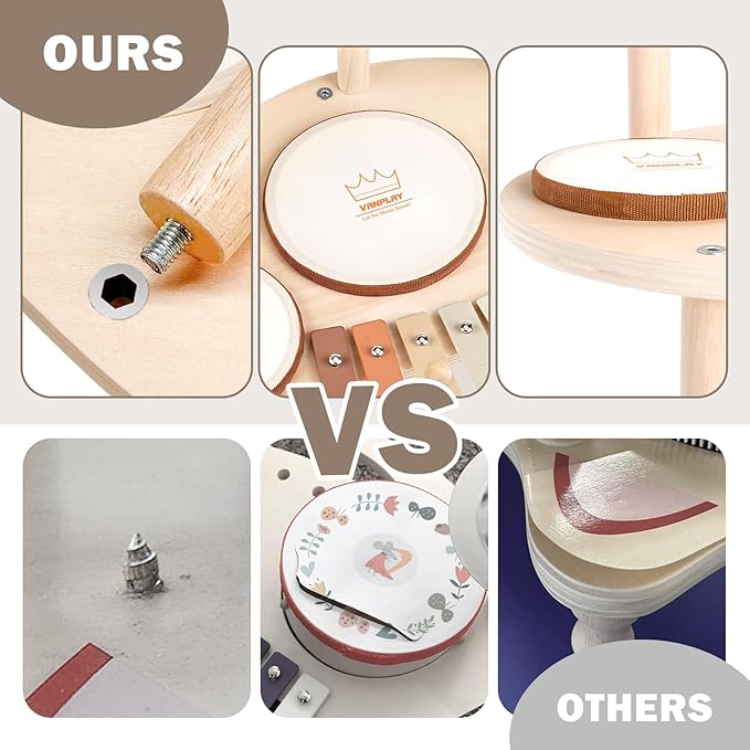 Drum Set for Toddler - Toys for 2 3 4 Year Old Girls Boy Gifts - 9 in 1 Wooden Montessori Musical Instruments with Xylophone for Kids 3-5, Christmas Birthday Gifts for Toddlers 2-4