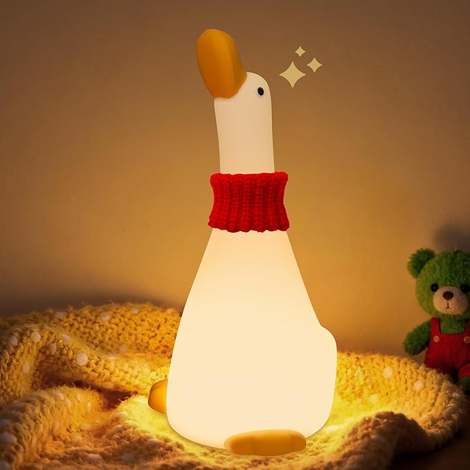 Attivolife Duck Night Light for Nursery, Cute Animal Dream Duck Lamp with Dimmable Timer, Rechargeable Bedroom Bedside Decor Touch Soft Silicone Nightlight, Birthday Xmas Gift for Kid Baby Girl Boy