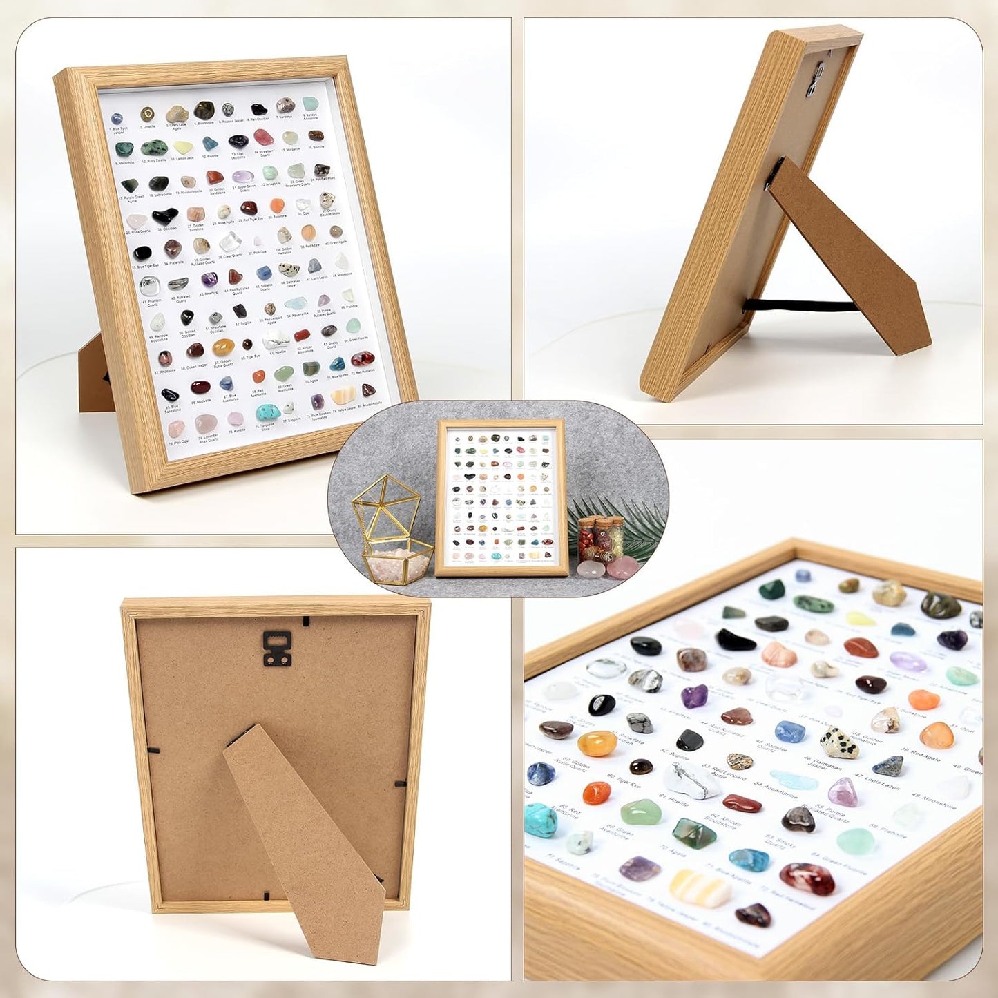 80 PCS Natural Crystal Collection, Crystal and Gemstones for Decoration, Healing Crystal Rocks Set, Mineral Specimens-Crystal Chips Set for Home Decor, Office Desk Decor, Gift