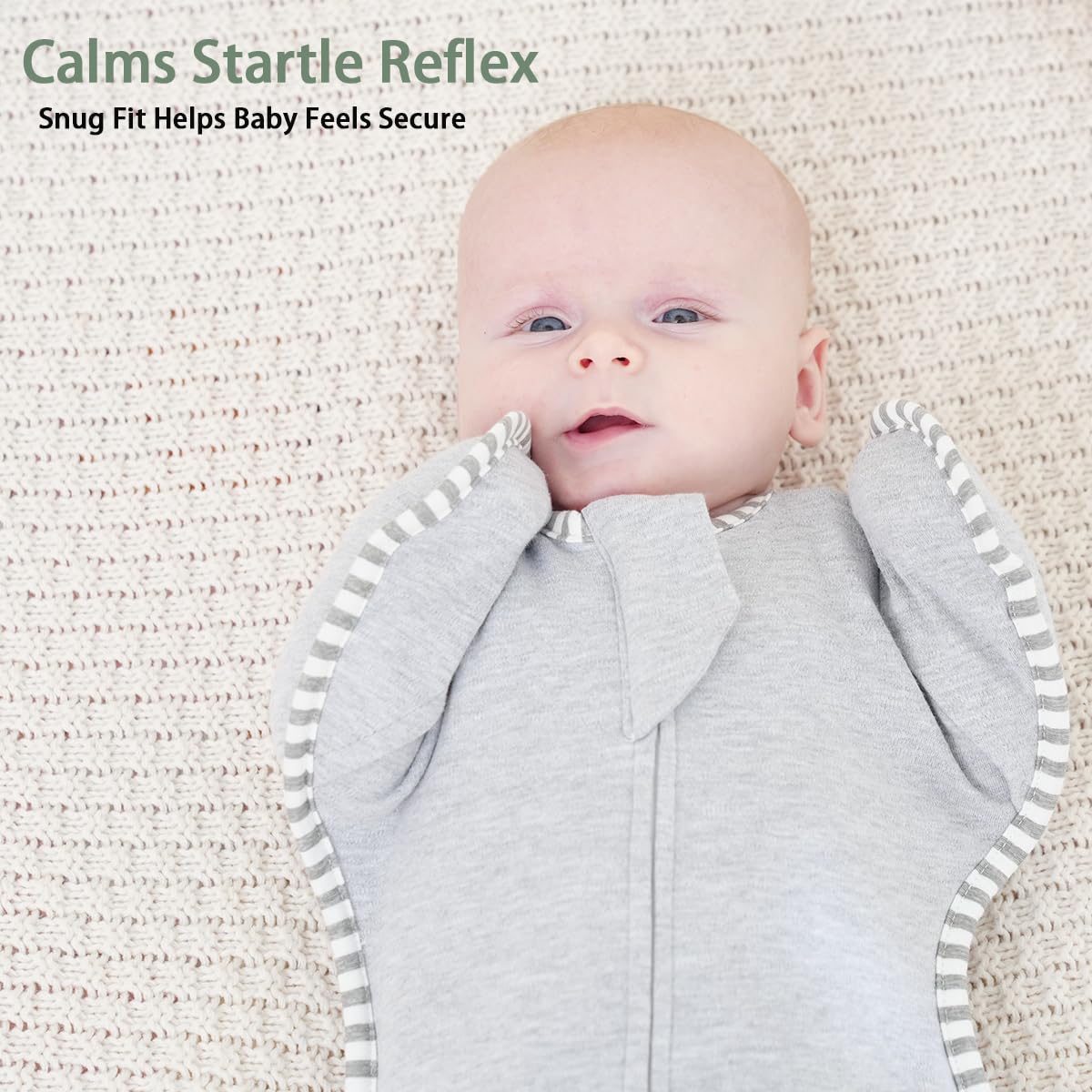 Transition Swaddle 3-6 Months Baby Sleep Sack Arms up Swaddle 2-Way Zipper 100% Cotton Arms in/Out, 0.8 Tog Baby Transitional Swaddle Sack for Boy Girl, 2-Pack (Medium 14-20lbs)