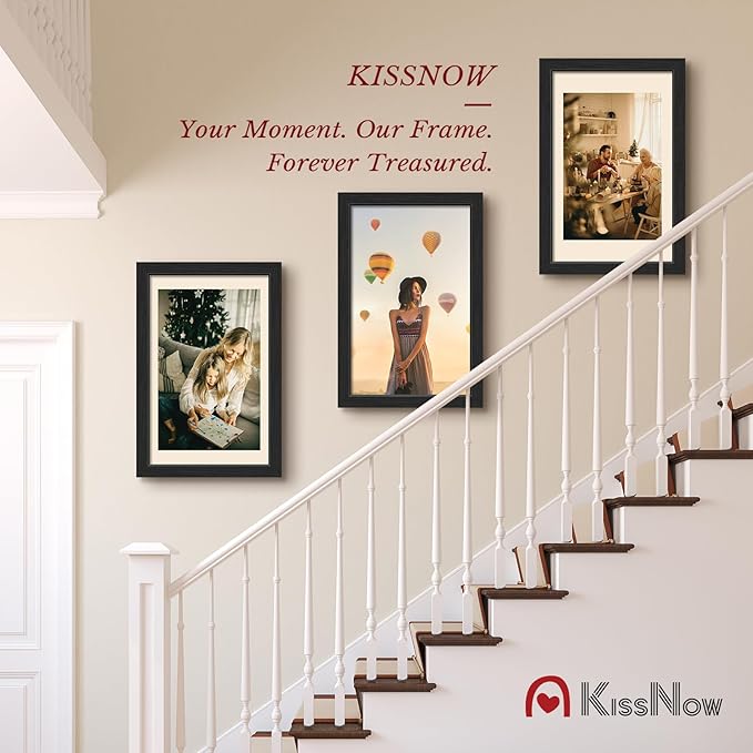 11x17 Picture Frame 2 Pack, Textured Black Solid Wood, Wall Gallery Poster Frame