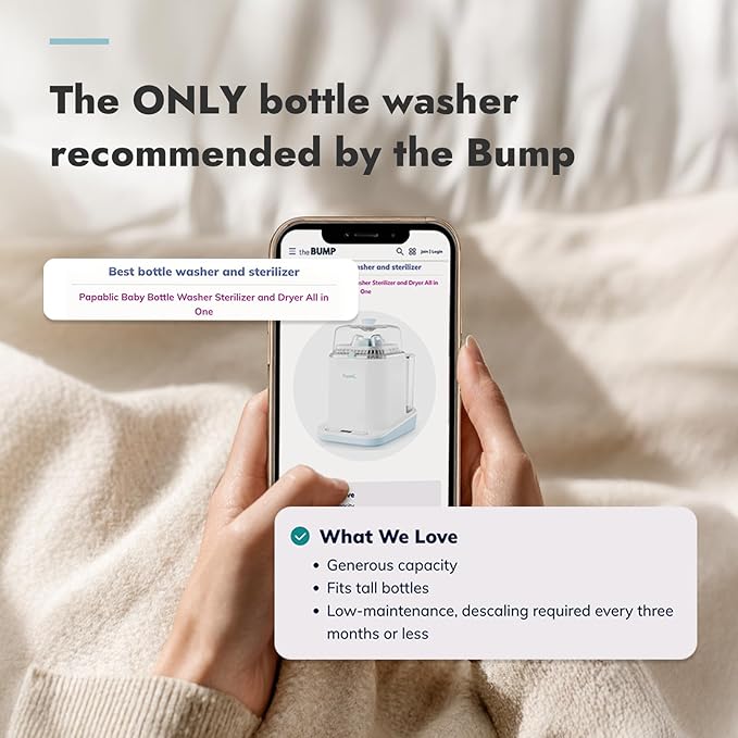 Papablic Bottle Washer Pro, Bottle Washer & Sterilizer & Dryer, 4-in-1 Bottle Washer Sanitizer for Bottles, Pump Parts, C-Section& Baby Essentials - Quick & Clean with 60 Detergent Tablets