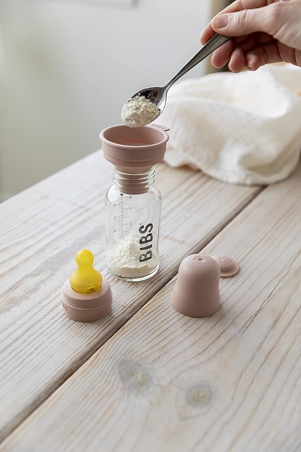 BIBS Baby Glass Bottle. Anti-Colic. Round Natural Rubber Latex Nipple. Supports Natural Breastfeeding, Complete Set - 225 ml, Woodchuck