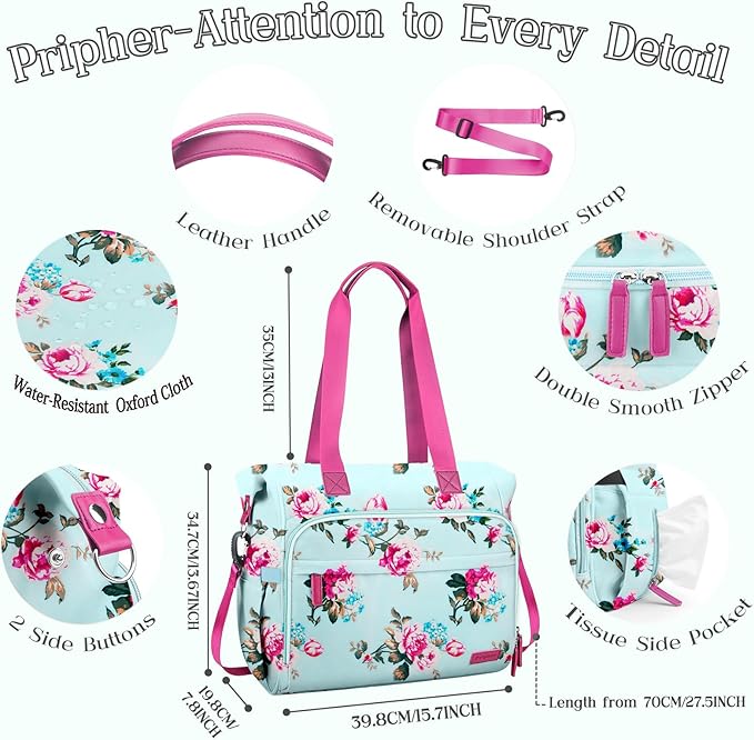 Diaper Bag Backpack, Mommy Travel Diaper Bag Tote with Shoulder Strap, Hospital Bag, Weekender Baby Bag for Mom