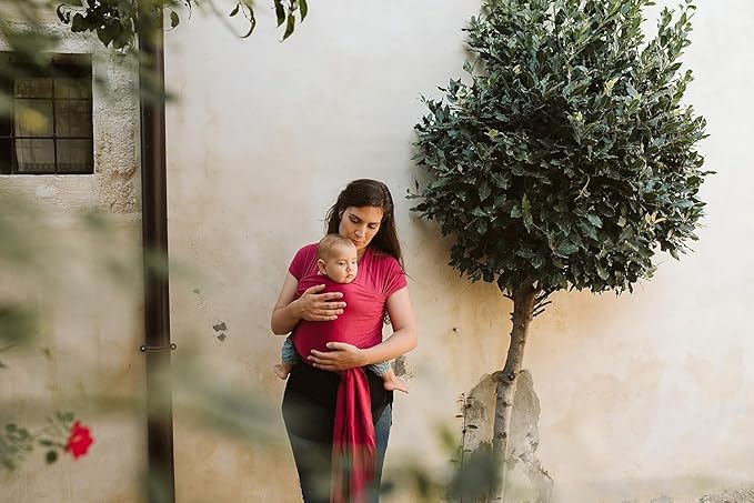 Boba Baby Wrap Carrier - Original Baby Carrier Wrap Sling for Newborns - Baby Wearing Essentials - Newborn Wrap Swaddle Holder, Newborn to Toddler Infant Sling (Sangria)