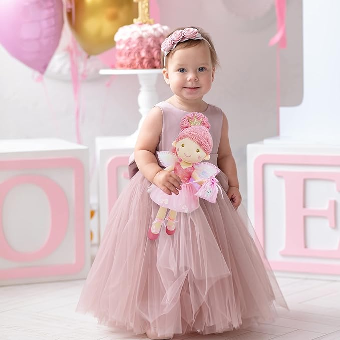 June Garden 17" Tooth Fairy Doll Anastasia - Plush Stuffed Soft Doll Girl Gift - Pink Outfit and Wings