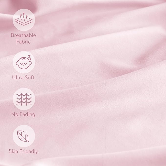 Pack and Play Sheets Fitted 4 Pack, Breathable Baby Playard Mattress Sheet Compatible with Graco Pack n Play, Mini Crib Sheets Fitted for Girls, Pink & Purple Playpen Mattress Sheets