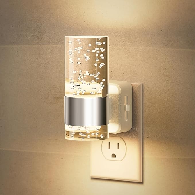 JandCase Night Light, Night Lights Plug into Wall,3000K Warm White LED Nightlight with Adjustable Brightness, Automatic Night Light Plug in with Light Sensor for Bathroom Hallway Room Decor