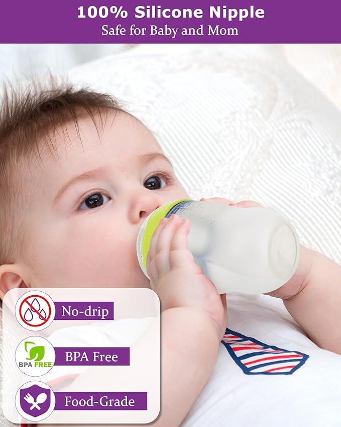 Sippy Straw Cup Nipples for Comotomo Baby Bottles,Food Grade Silicone Straw Top，Variable Flow Soft Nipple，6m+,4-Count